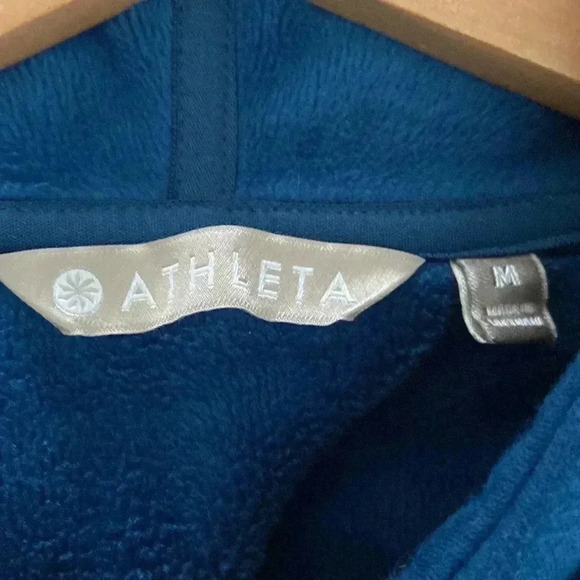 Athleta Cozy Karma Side Slit Fleece Lined Blue Hoodie Sweatshirt size M - Picture 4 of 7